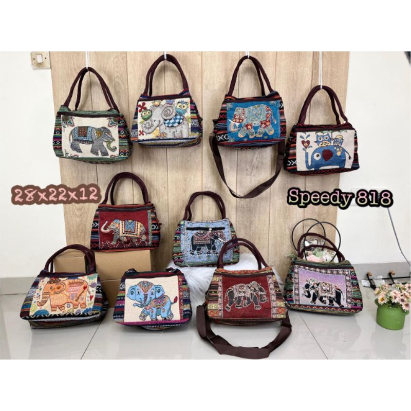 TAS THAILAND VIRAL  Tas selempang kanvas gajah - tas thailand import - tas selempang kanvas motif bu