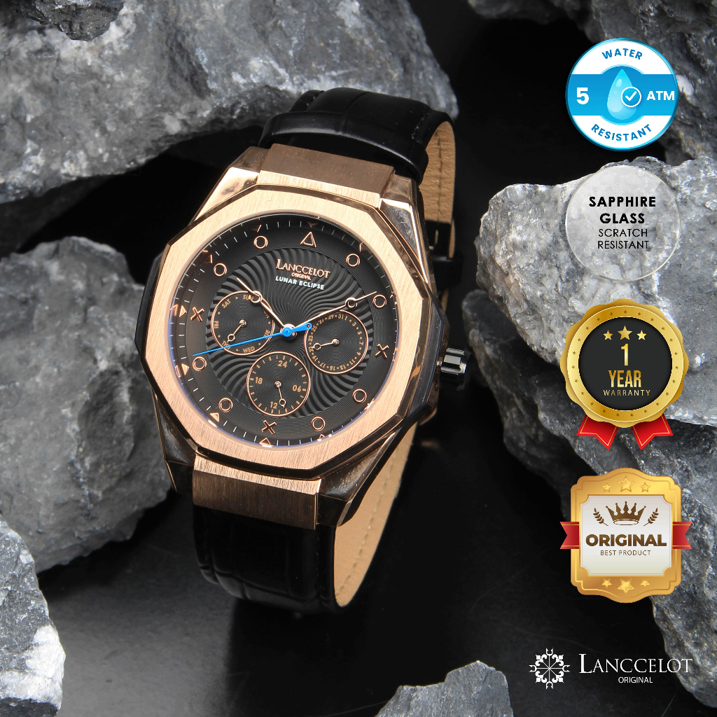 Jam Tangan Lanccelot Lunar Eclipse Leather of Star Pria