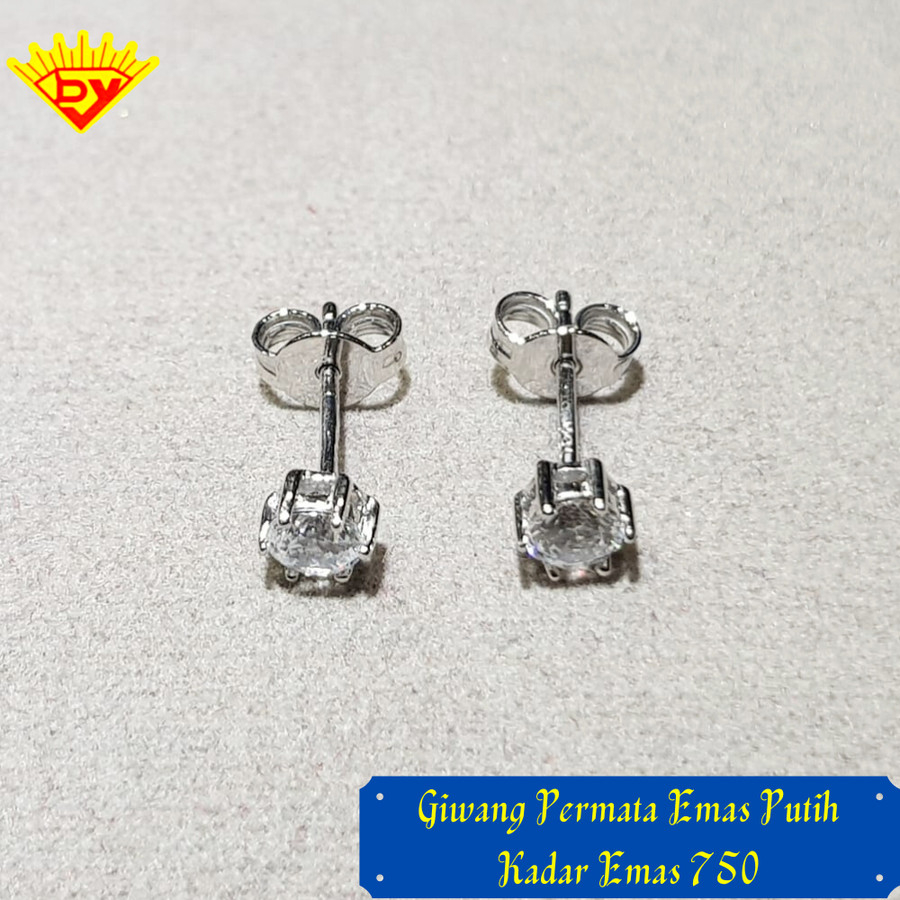 Giwang Permata Emas Putih 419 Kadar Emas 750