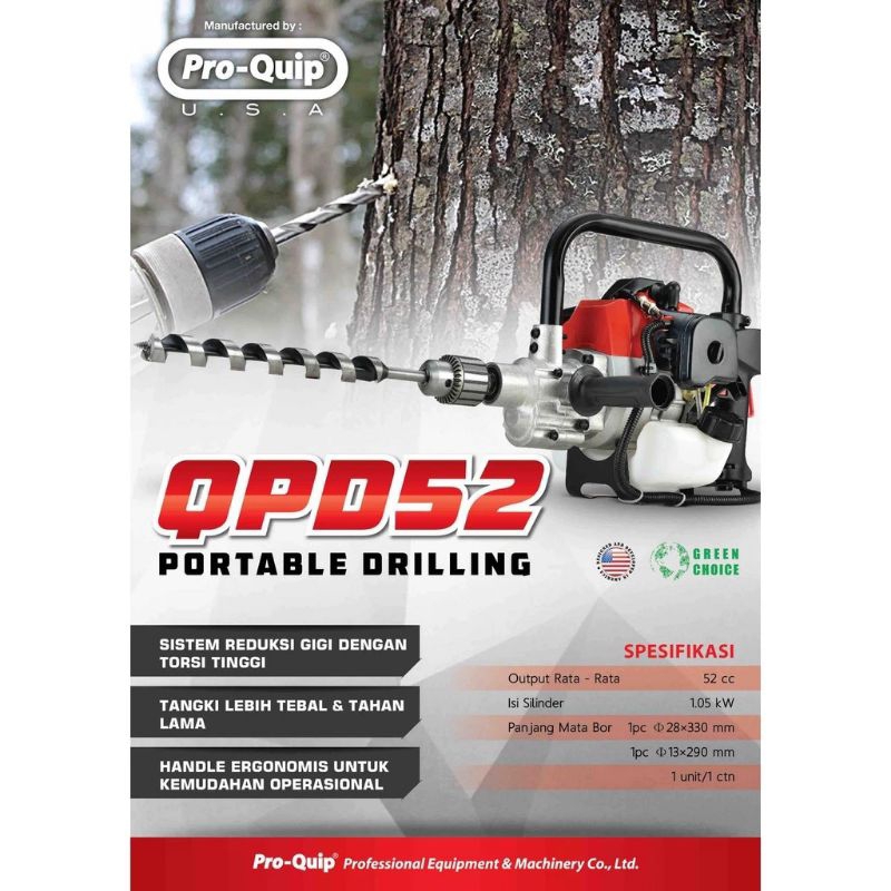 MESIN BOR POHON BATANG SAWIT KARET GAHARU PROQUIP QPD52