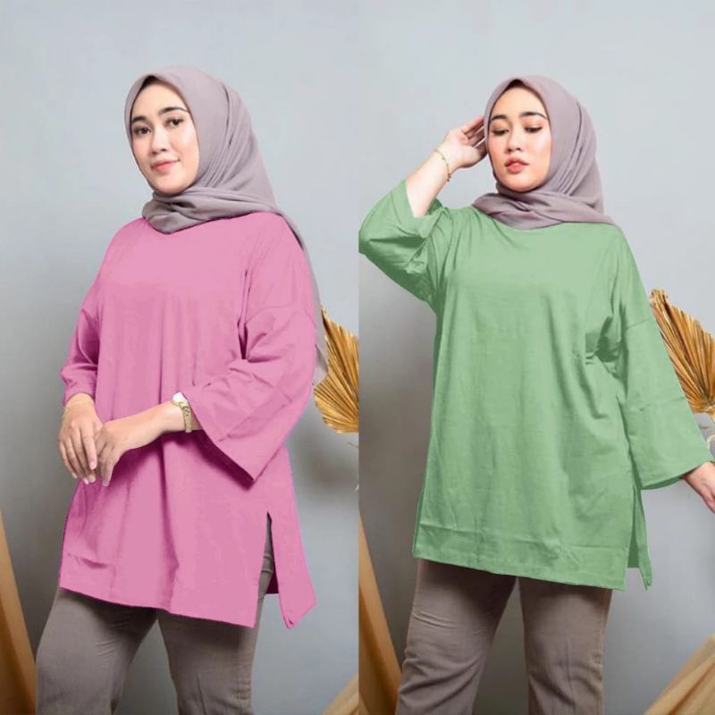 Blouse Oversize Jumbo Ld 140 / Blouse Kaos Atasan Super Jumbo Ld 140 BB 120 Kg / Atasan Wanita Bigsi
