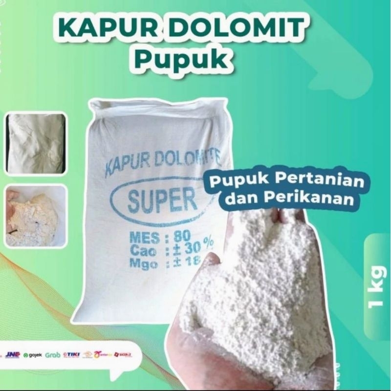 Kapur Dolomit Pupuk Pertanian Tanaman dan Kapur Perikanan. Repack 1kg