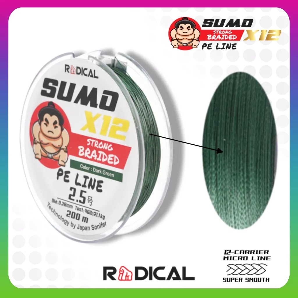 PE. RADICAL SUMO X12 (Color DARK GREEN) 200m PE SUMO