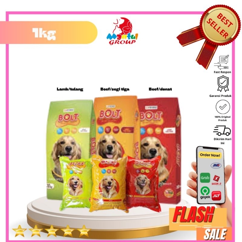 

Makanan Anjing Repack Bolt Dog 1Kg Bulat|REPACK