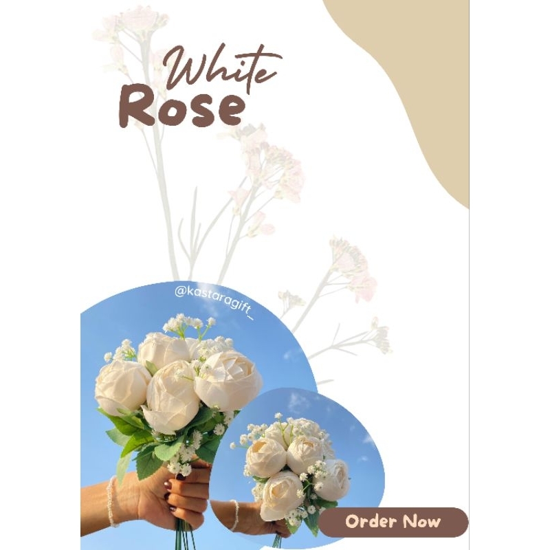 HAND BOUQUET-Wedding hand bouquet-Mawar Putih-Artificial-Home Decor