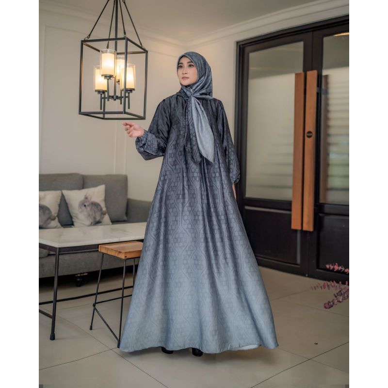 dinar set by nunu lolo gamis motif silk set hijab motif premium branded kekinian terbaru