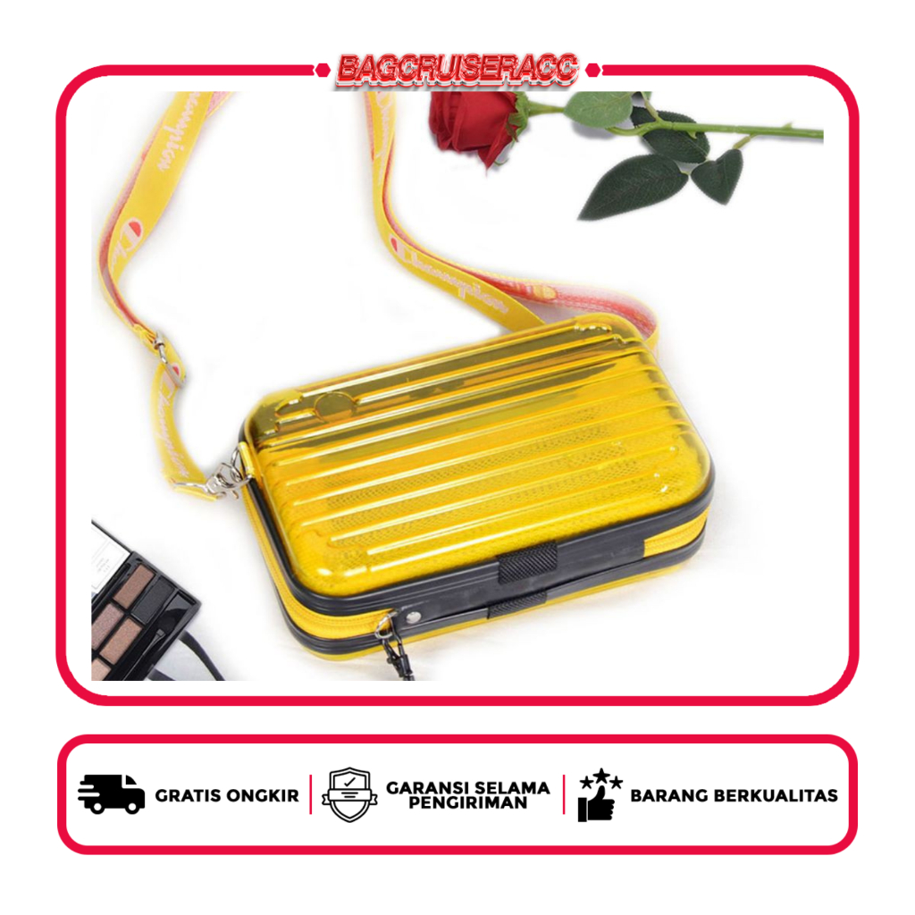 Tas Selempang Wanita Mini Koper Transparan Colourfull Import 5019