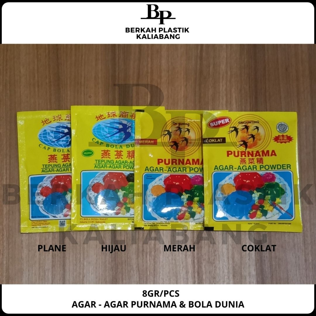 

Agar agar Bola Dunia dan Purnama Sachet 8gram / Tepung Agar Agar