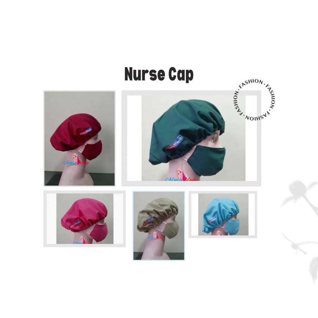 Nurse Cap Kain / Topi Operasi Bedah Medis Perawat Dokter Penutup Kepala Kain