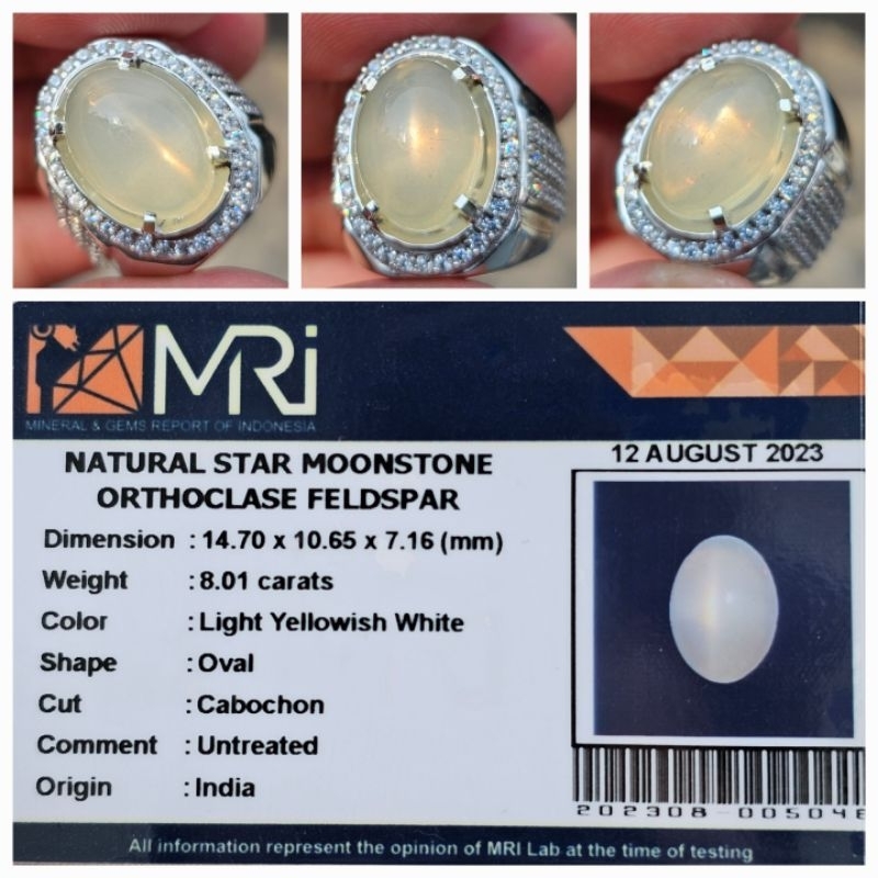 Natural Biduri Bulan Star Moonstone Memo 8.01 crt