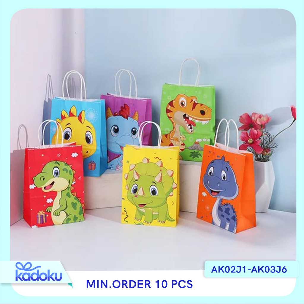 

Paper Bag Dino / Goodie Bag Dino / Paper Bag Karakter / Tas Souvenir Dino / Tas Hampers Dino I AK02J1-AK03J6