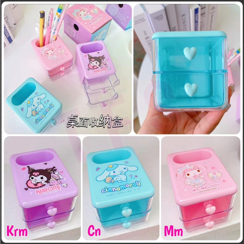 

( ^ ω ^ )✧-EI Pen holder mini n laci | box storage accesories | box pita | stiker melody anak