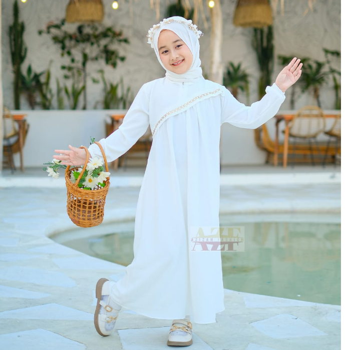 FREE HIJAB Gamis CRINKLE AIRFLOW PREMIUM gamis anak perempuan terbaru 2023 bahan crinkle gamis putih