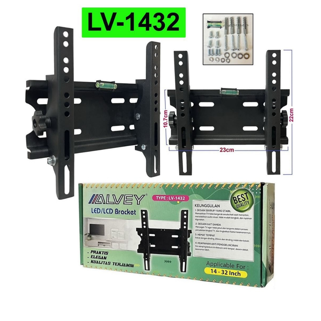 ALVEY BRACKET LED LCD TV 14-32 INCH BRACKET TV Besi