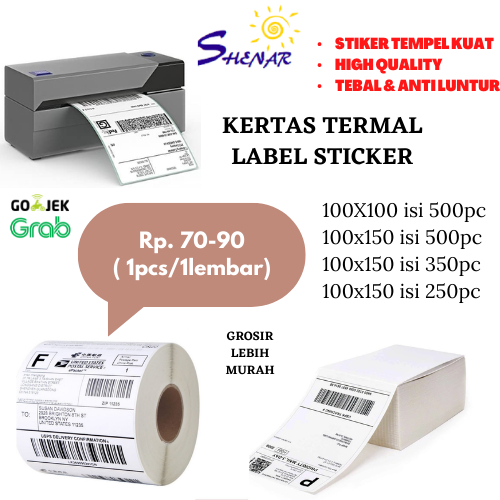 

100X100 / 100X150 KERTAS LABEL THERMAL TERMAL PAPER PRINTER LEM STIKER STICKER ROLL LIPAT PRINT BARCODE RESI ONLINE SHOP GROSIR