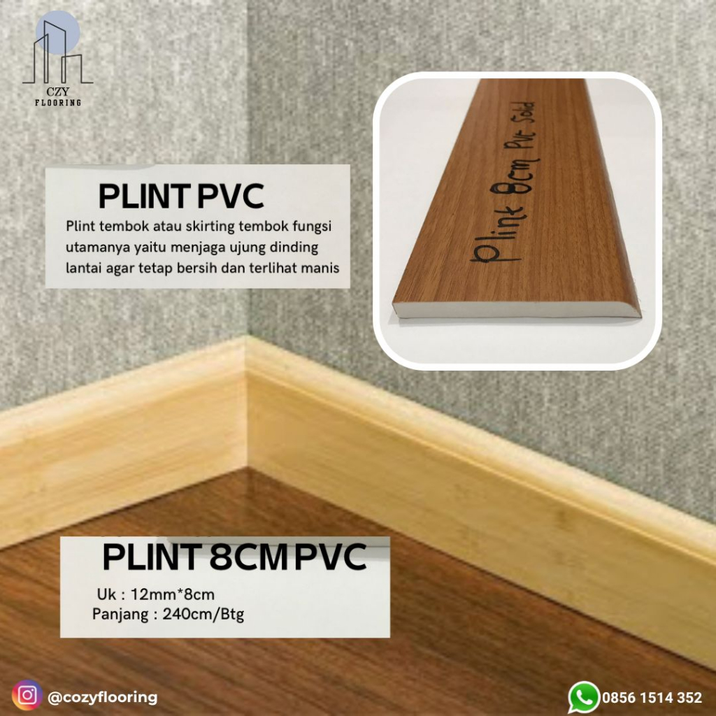 List Lantai Plint PVC Tinggi 8cm Motif I Anti Rayap