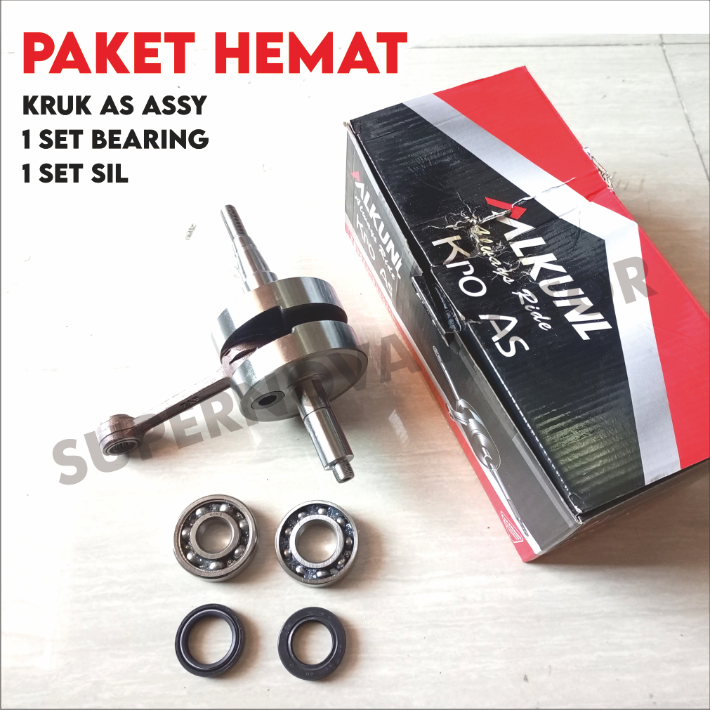 PAKET HEMAT KRUK AS ASSY RX KING CRANKSHAFT PLUS BEARING MOTOR YAMAHA RXK RX KING LOKAL MERK MLKUNI 