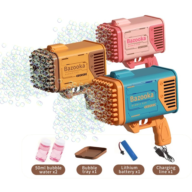 BAZOOKA BUBBLE MACHINE Mainan Bubble Gun Bazooka 76 Holes Mesin Gelembung Sabun Mainan Tembak Balon 