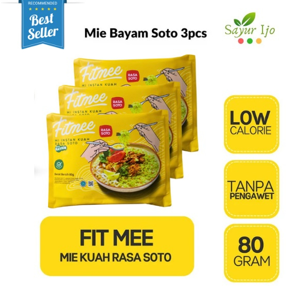 

FITMEE Mie Bayam Soto Isi 3 x 80 Gram Mi Kuah Instant Noodle Spinach