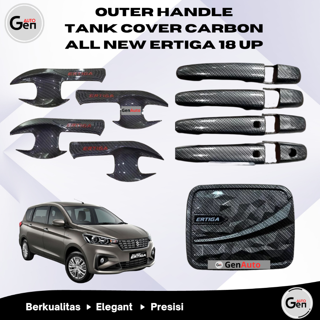 Paket Outer Handle Tank Cover All New Ertiga 2018 Up CARBON  Aksesoris Variasi Pegangan Anti Gores