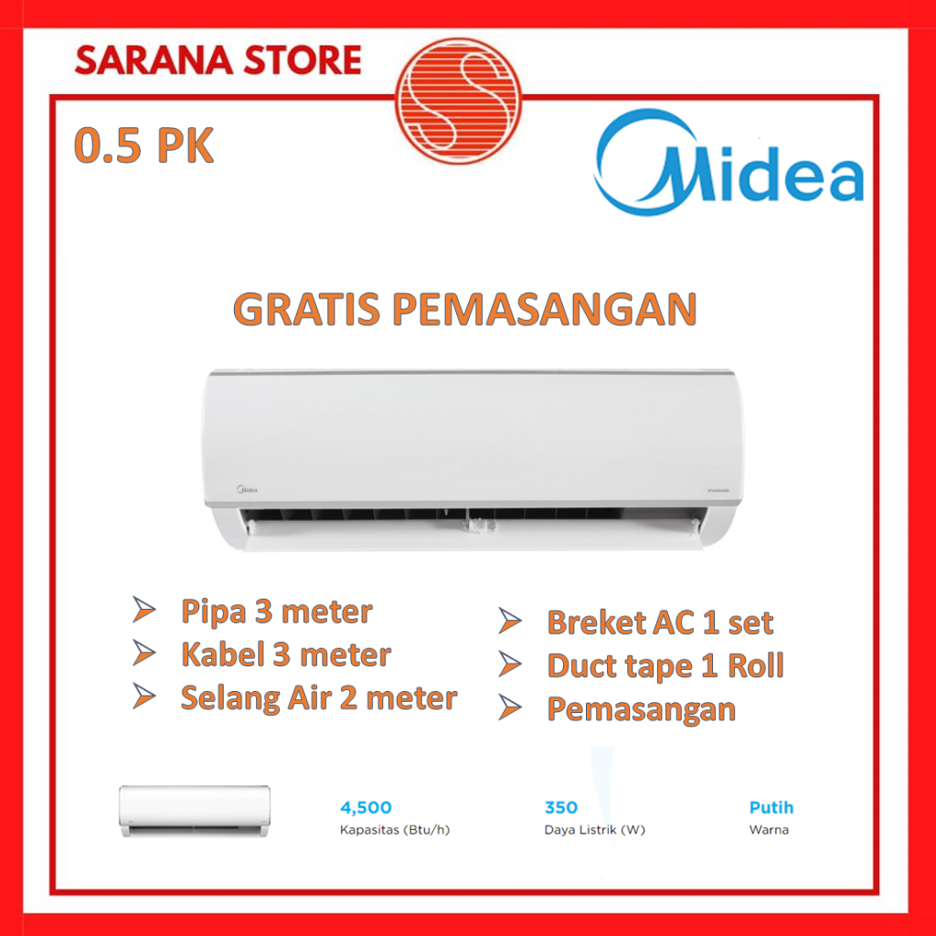 MIDEA AC Split 1/2PK MSFC05CRN 0.5 PK Standard MSFC-05CRN 05CRN R32