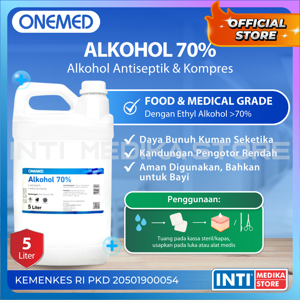 ONEMED - Alkohol 70% 5 Liter | Alkohol Antiseptik | Alkohol Onemed