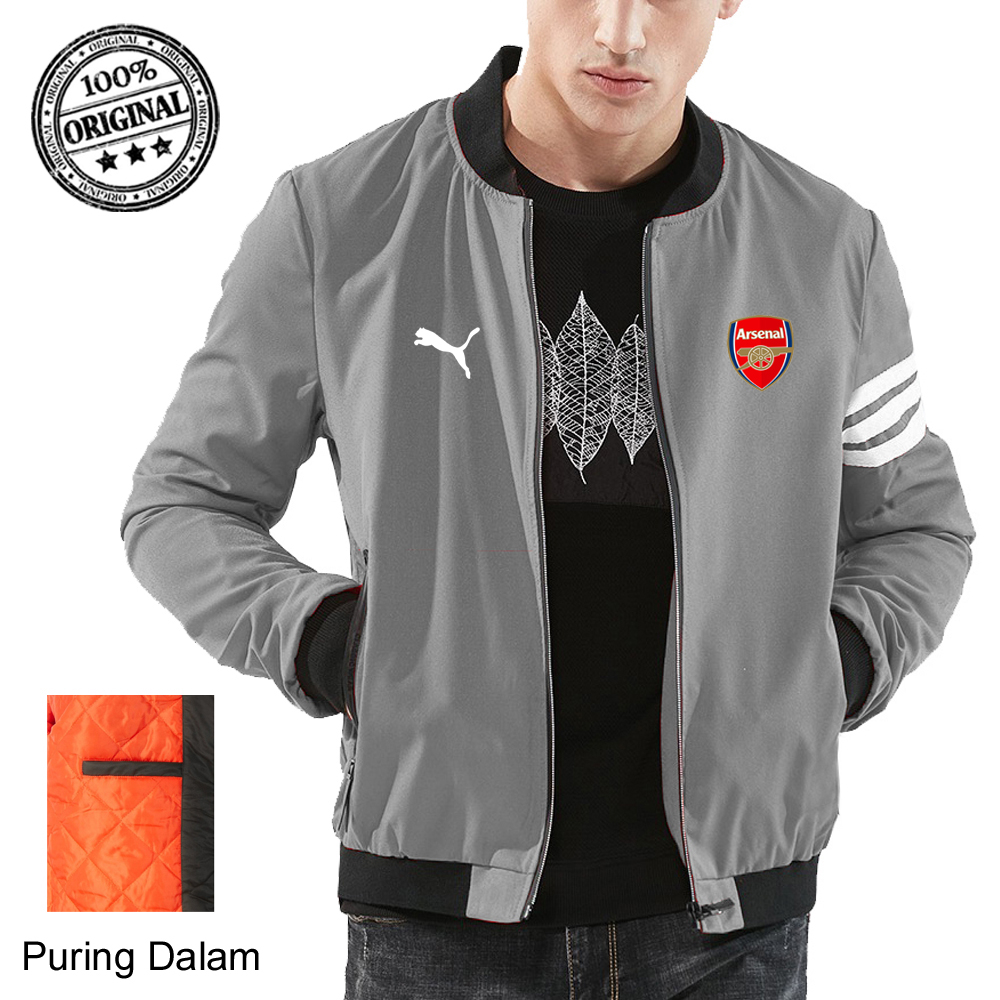 Bisa Custom Jaket Bomber Slimfit Pria Arsenal/Jaket Parasut Pria/Jaket Pria Keren/Jaket Cowok/Jaket 