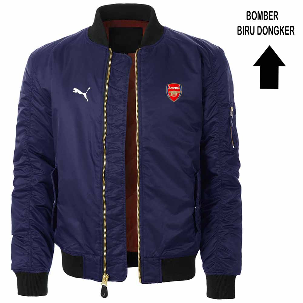 Bisa Custom Jaket Bomber Pria Arsenal/Jaket Parasut Pria /Jaket Pria Keren/Jaket Cowok /Jaket Pria D