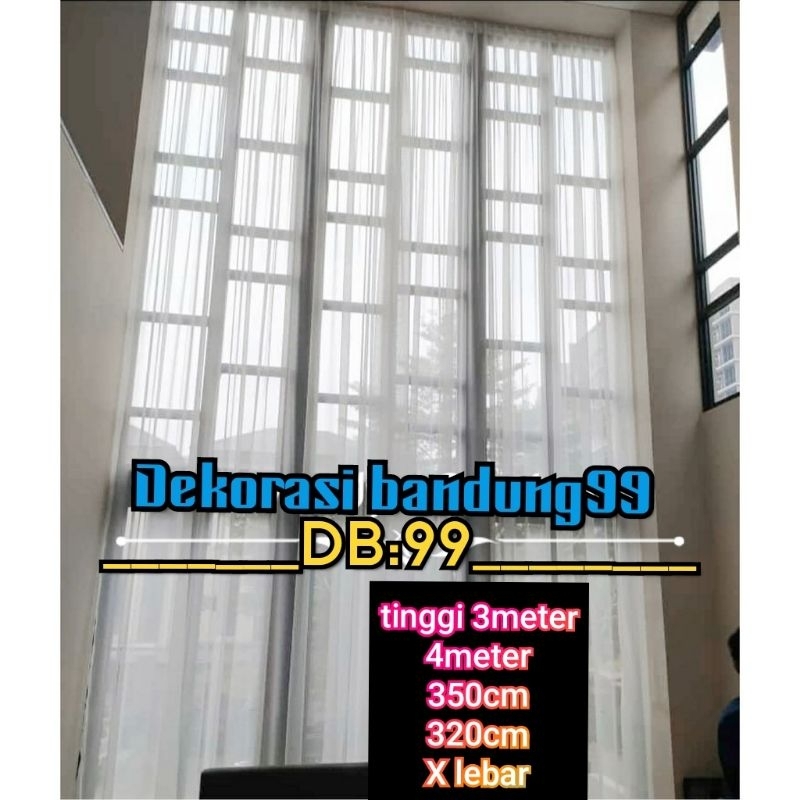 Vitrase Gorden Polos panjang150x.4meter 350cm Gorden jendela panjang '4 meter hordeng putih vitrase 