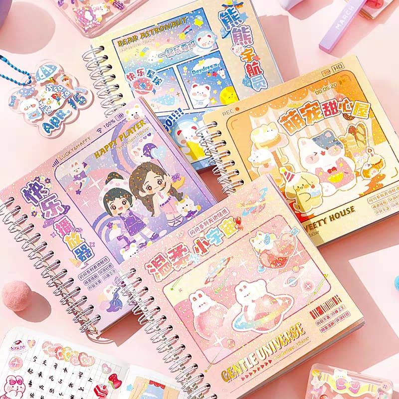

[WindHeart] 50 lembar stickers book glitter cute sticker book
