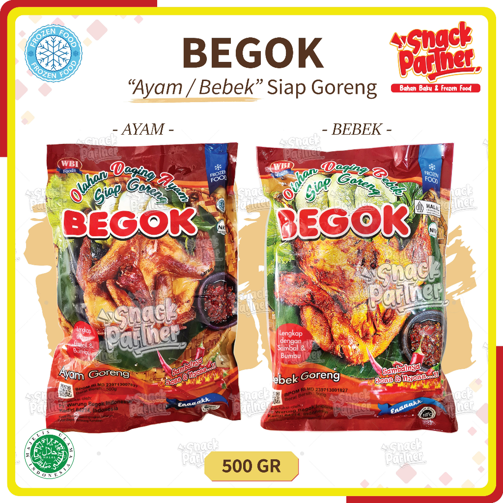 

BEGOK 500 GR - Olahan Daging Ayam / Bebek Ungkep Siap Goreng - FROZEN FOOD Instant