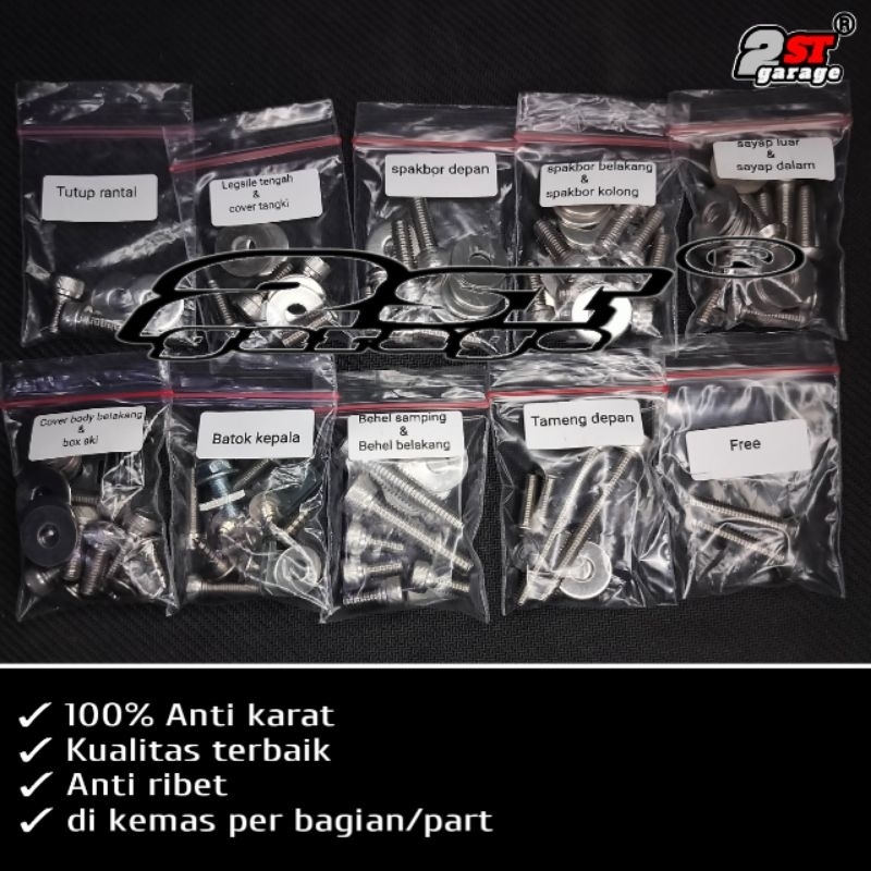 Baut Bodi Fullset Yamaha Fizr/Force 1 Stainless Steel 304 Anti Karat / Baud Bodi Baut L Stenlis THE
