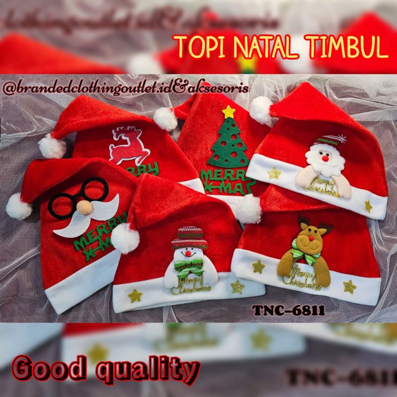 TOPI NATAL TIMBUL KWALITAS BAGUS / TOPI SANTA CLAUS SNOWMAN DEER ( RUSA ) / AKSESORIS PERLENGKAPAN N