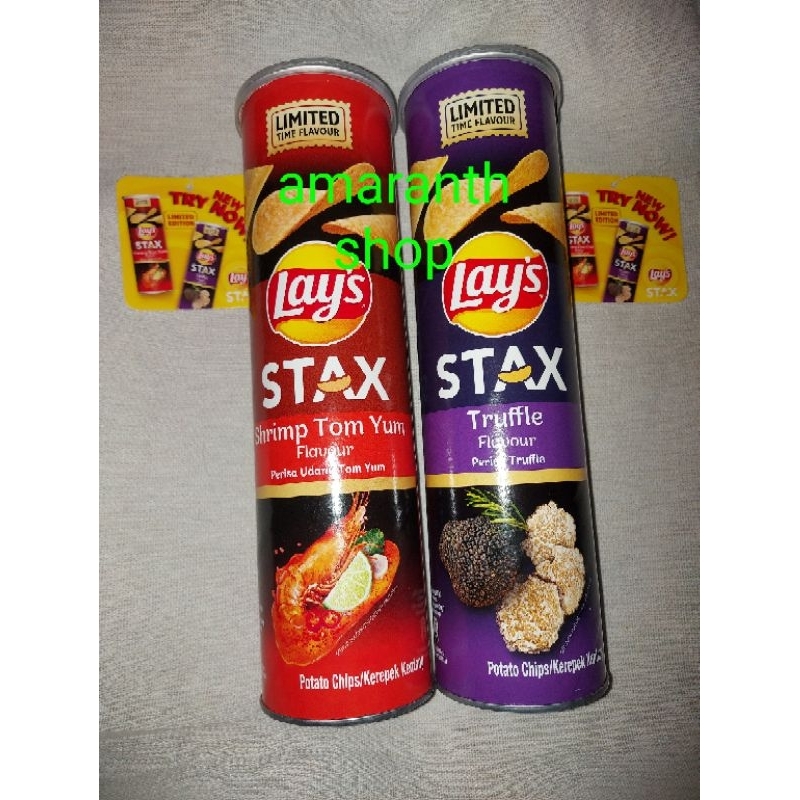 

Lays stax ada rasa Original, Cheddar, Tom yum dan Truffle