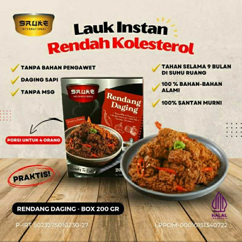 

Rendang Daging Lauk Siap Saji Instan Khas Padang Kemasan Box 200g Halal