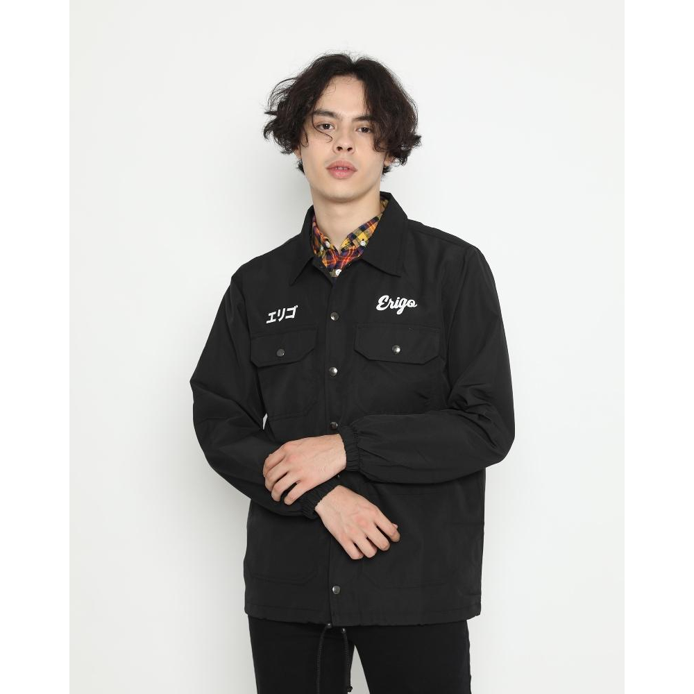 [BUNDLING] Erigo - Jaket Coach Jacket Fujinkai Black + Tote Bag Random S BLACK