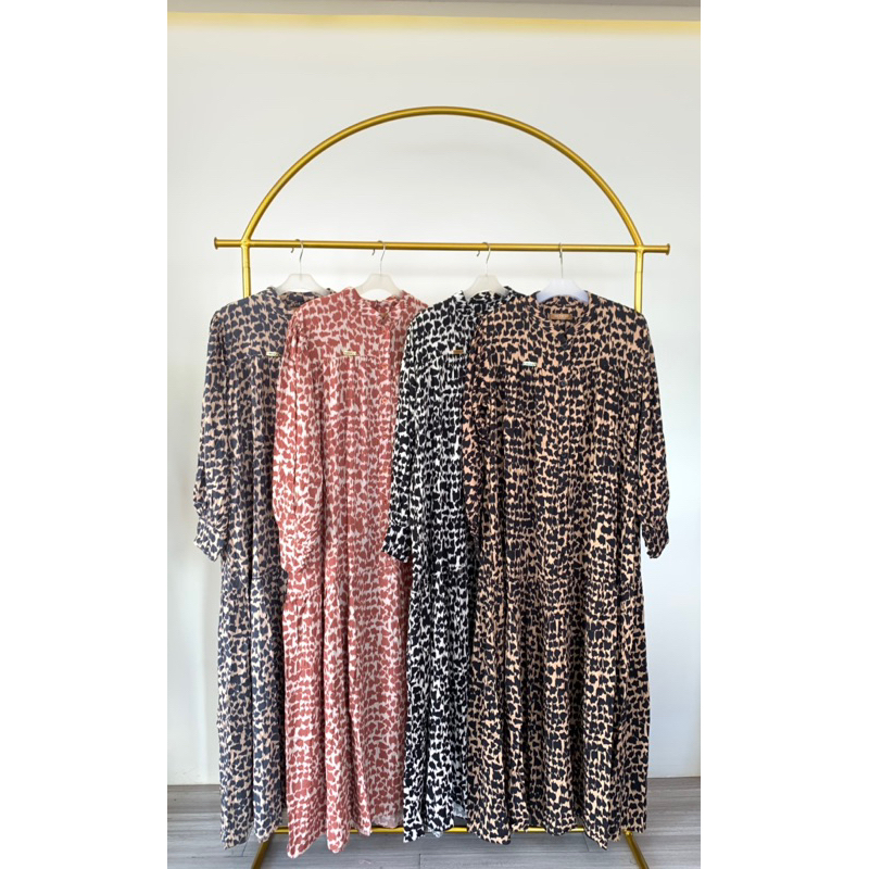 SHAWQI || Gamis motif totol macan dress wanita blouse wanita