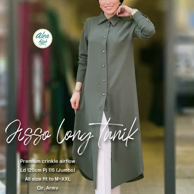 JISSO LONG TUNIK - Atasan Polos Wanita Bahan Crinkle Airflow Busui Friendly