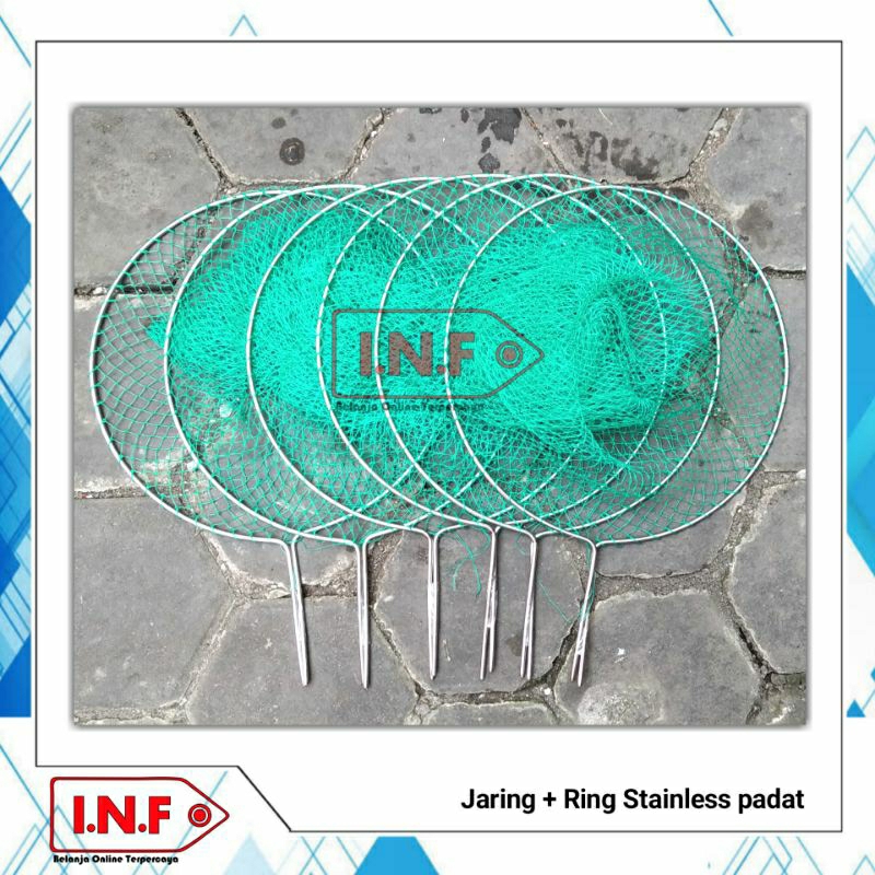 jaring serok stainless siap pakai + diameter 30 cm  + jaring serokan super kuat + serok ikan besar