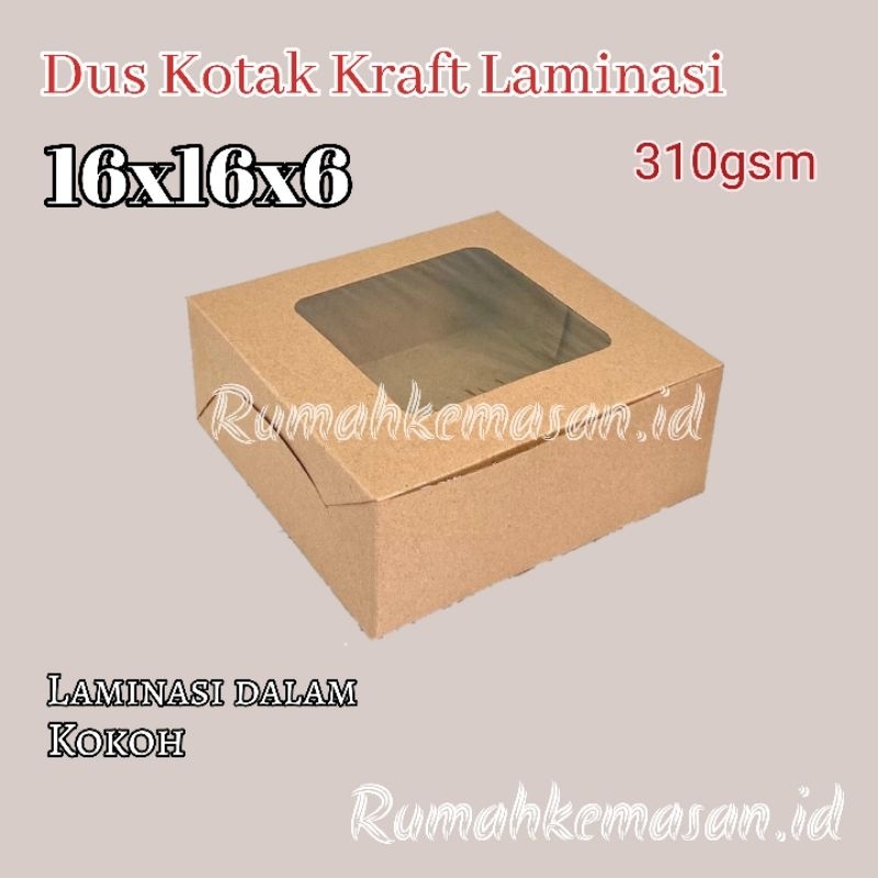 

Kotak Nasi Kraft laminasi 16x16x6 ketebalan 310 gsm / Kotak kue Kraft laminasi