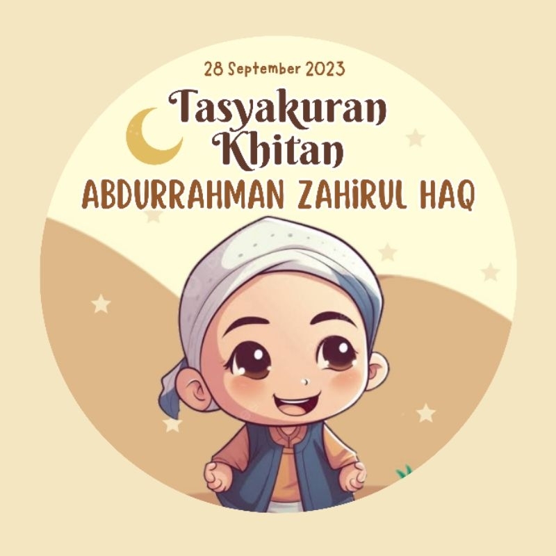 

(1 HARI JADI) STIKER LINGKARAN UNTUK TASYAKURAN AQIQAH / KHITAN /ULANG TAHUN / LOGO DLL
