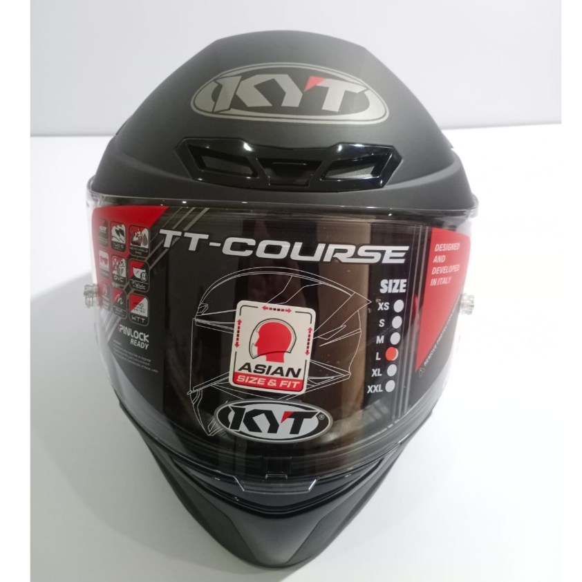 HELM KYT TT-COURSE POLOS HITAM DOFF I GREY KILAT