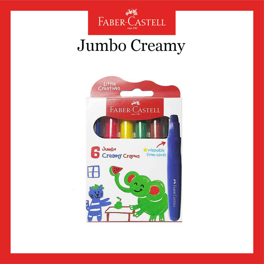 

Little Creatives / Jumbo Creamy Crayons Faber Castell 6 Warna / Crayon Anak Model Putar