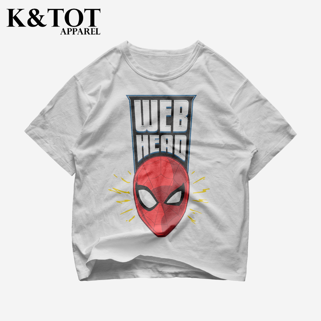 KNTOT - KAOS BAJU SPIDERMAN WEB HEAD MARVEL AVENGERS | TSHIRT OVERSIZE VINTAGE PUTIH BOOTLEG - PRIA 