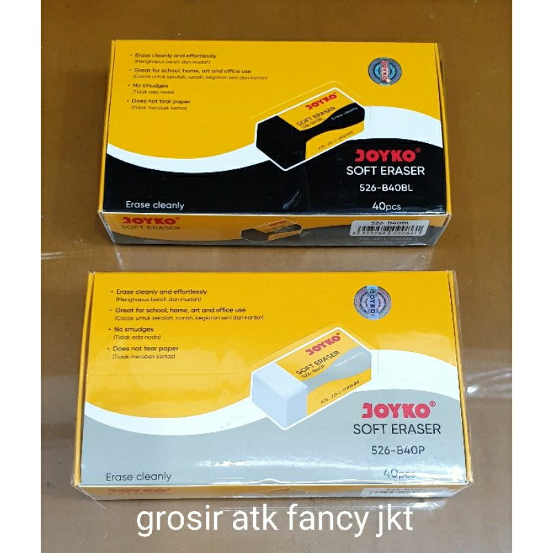 

( 40 buah ) Penghapus Setip Stip Pensil Eraser Joyko 526 - B40 Kecil Putih dan Hitam