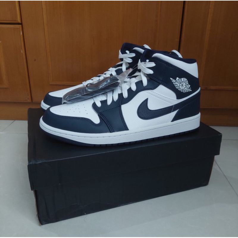 Nike Air Jordan 1 Mid Obsidian Navy Blue White Size US 11 Eur EU 45 Original BNIB New Authentic
