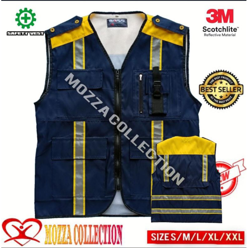 Rompi Safety Kombinasi Kuning Navy Reflektif Pria Wanita