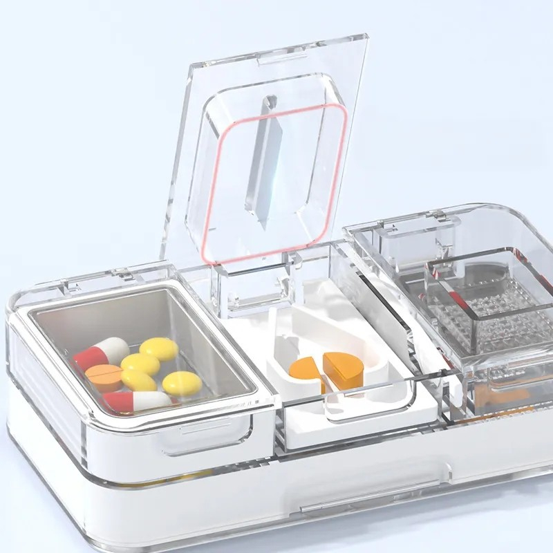MH - Tempat Obat 3in1 Pemotong Penghancur Traveling Box Obat Portable 0988