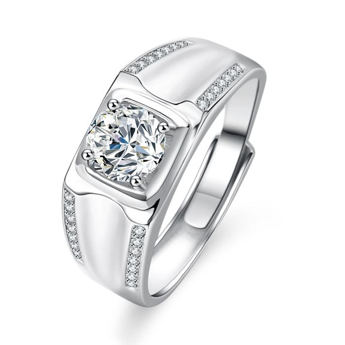 Cincin Pria Perak Sterling Silver 925 Terbaru Batu Berlian Moissanite Asli Ring adjustable Perhiasan Pria Bersertifikat GRA
