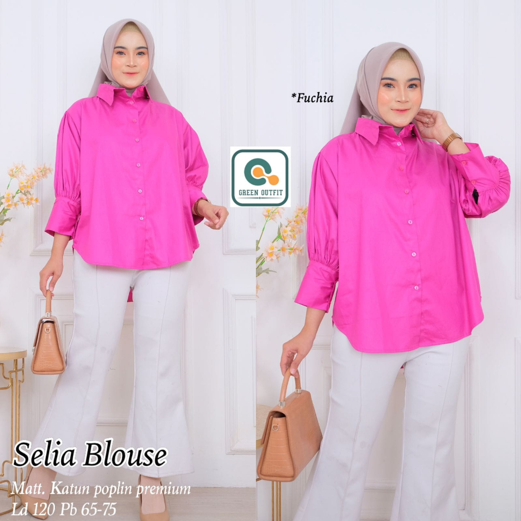 selia-fucia blouse katun ld 120 bluse blus baju pakaian atasan kemeja polos adem polos jumbo xxl big